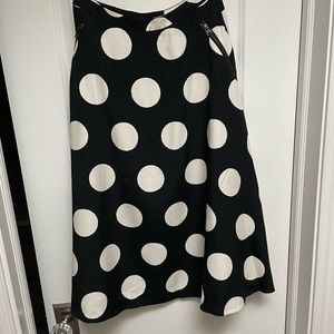 Anthropologie black and white polka dot midi skirt with pockets
